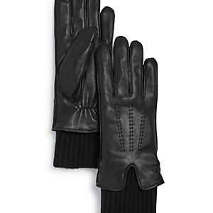 Fownes Knit-Cuff Leather Tech Gloves- 3415430