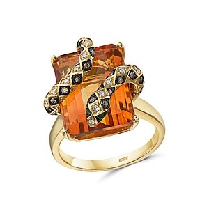 Bloomingdale's Brown & White Diamond, Emerald & Citrine Snake Ring in 14K Yellow Gold - 100% Exclusive- 3500232