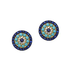 Bloomingdale's Diamond, Blue Sapphire & Turquoise Stud Earrings in 14K Yellow Gold - 100% Exclusive- 3500215