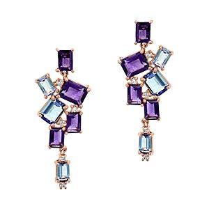Bloomingdale's Diamond, Amethyst & Tanzanite Drop Earrings in 14K Rose Gold - 100% Exclusive- 3500234