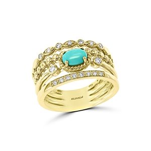 Bloomingdale's Turquiose & Diamond Multi-Row Ring in 14K Yellow Gold - 100% Exclusive- 3500218