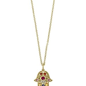 Bloomingdale's Rainbow Gemstone & Diamond Hamsa Pendant Necklace in 14K Yellow Gold, 18 - 100% Exclusive- 3502691
