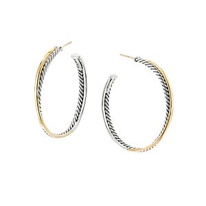 David Yurman Sterling Silver & 18K Yellow Gold Crossover Xl Hoop Earrings- 3441974
