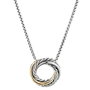 David Yurman Sterling Silver & 18K Yellow Gold Crossover Mini Pendant Necklace, 17- 3441979