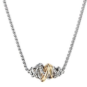 David Yurman Sterling Silver & 18K Yellow Gold Crossover Short Station, 18- 3441976