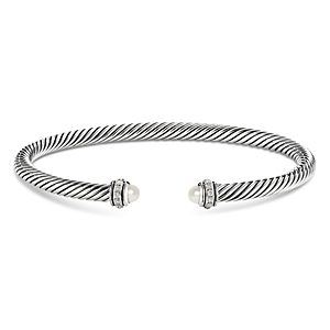 David Yurman Cable Classic Bracelet with Cultured Freshwater Pearls and Diamonds- 3355588