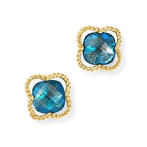 Bloomingdale's London Blue Topaz Clover Stud Earrings in 14K Yellow Gold - 100% Exclusive- 3534414