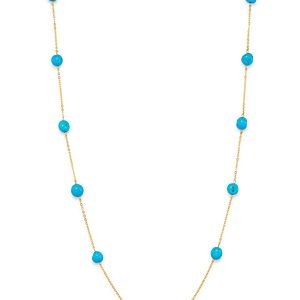 Bloomingdale's Turquoise Adjustable Station Necklace in 14K Yellow Gold, 7-19 - 100% Exclusive- 3538063