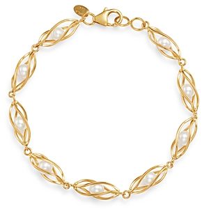Bloomingdale's Cultured Freshwater Pearl Cage Bracelet in 14K Yellow Gold - 100% Exclusive- 3529735