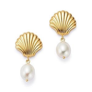 Bloomingdale's Cultured Freshwater Pearl Shell Drop Earrings in 14K Yellow Gold - 100% Exclusive- 3529734