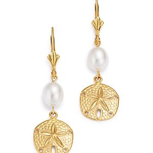 Bloomingdale's Cultured Freshwater Pearl Sand Dollar Drop Earrings in 14K Yellow Gold - 100% Exclusive- 3529732