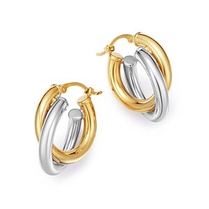 Bloomingdale's Double Hoop Earrings in 14K Yellow & White Gold - 100% Exclusive- 3529733