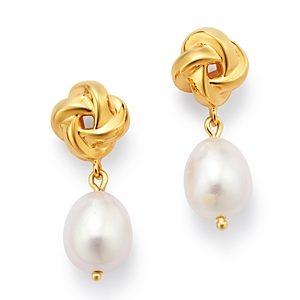 Bloomingdale's Cultured Freshwater Pearl Love Knot Drop Earrings in 14K Yellow Gold - 100% Exclusive- 3529737