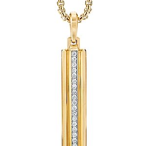 David Yurman 18K Yellow Gold Deco Ingot Pendant with Pave Diamonds- 3355505