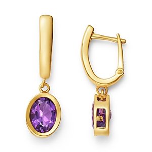 Bloomingdale's Amethyst Bezel Hinged Hoop Earrings in 14K Yellow Gold - 100% Exclusive- 3538045