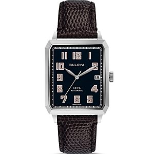 Limited Edition Joseph Bulova Breton Lizard-Embossed Leather Strap Automatic Watch, 32mm x 45.5mm- 3636868