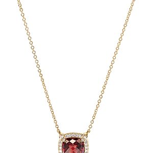 David Yurman Petite Chatelaine Pave Bezel Pendant Necklace in 18K Yellow Gold with Garnet, 18- 3559051