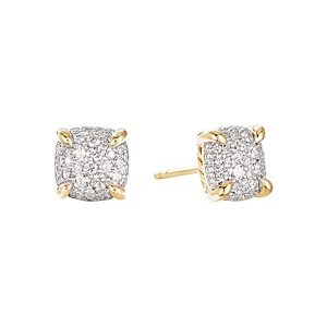 David Yurman Chatelaine Stud Earrings in 18K Yellow Gold with Full Pave Diamonds- 3559033