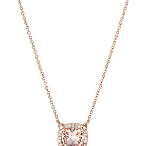 David Yurman Petite Chatelaine Pave Bezel Pendant Necklace in 18K Rose Gold with Morganite, 18- 3559049