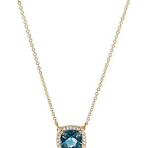 David Yurman Petite Chatelaine Pave Bezel Pendant Necklace in 18K Yellow Gold with Hampton Blue Topaz, 18- 3559052