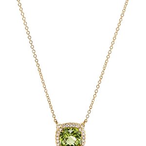 David Yurman Petite Chatelaine Pave Bezel Pendant Necklace in 18K Yellow Gold with Peridot- 3559053