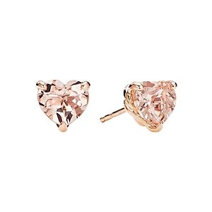 David Yurman Chatelaine Heart Stud Earrings in 18K Rose Gold with Morganite- 3559043