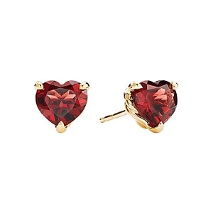 David Yurman Chatelaine Heart Stud Earrings in 18K Yellow Gold with Garnet- 3559044