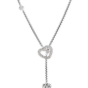 David Yurman Cable Collectibles Heart Y Necklace in Sterling Silver with Pave Diamonds, 21- 3546914