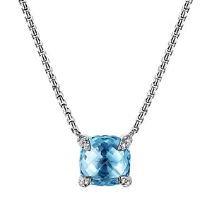David Yurman Chatelaine Pendant Necklace with Blue Topaz and Diamonds, 18- 3561237