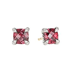 David Yurman Chatelaine Stud Earrings with Rhodalite Garnet and Diamonds- 3561230