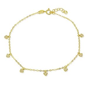 Aqua Pave Heart Charm Ankle Bracelet - 100% Exclusive- 3665796