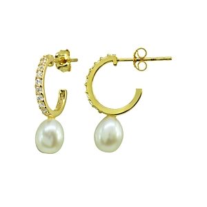 Aqua Pave & Cultured Freshwater Pearl Hoop Earrings - 100% Exclusive- 3665772
