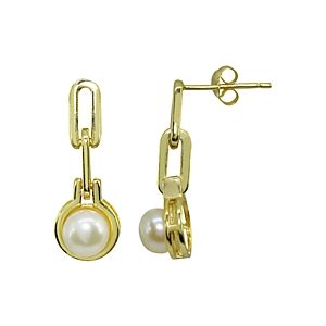 Aqua Double Link & Cultured Freshwater Pearl Drop Earrings - 100% Exclusive- 4942137