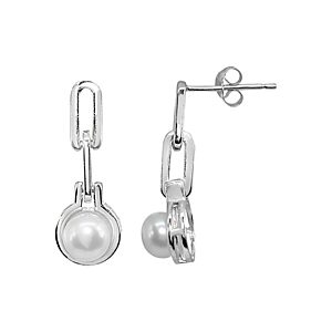 Aqua Double Link & Cultured Freshwater Pearl Drop Earrings - 100% Exclusive- 4942137
