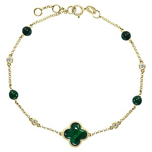 Bloomingdale's Malachite & Diamond Chain Bracelet in 14K Yellow Gold - 100% Exclusive- 3694187