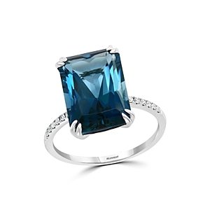 Bloomingdale's London Blue Topaz & Diamond Statement Ring in 14K White Gold - 100% Exclusive- 3694179