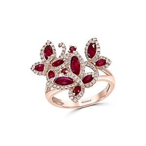 Bloomingdale's Ruby & Diamond Butterfly Statement Ring in 14K Rose Gold -100% Exclusive- 3694344