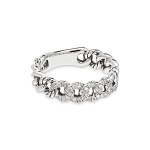 David Yurman Belmont Curb Link Narrow Ring with Pave Diamonds- 3546928