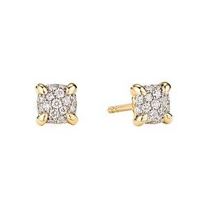 David Yurman Petite Chatelaine Stud Earrings in 18K Yellow Gold with Diamonds- 3559032