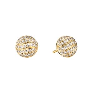 David Yurman Mini Cable Stud Earrings in 18K Yellow Gold with Diamonds- 3559045