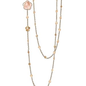 Pasquale Bruni 18K Rose Gold Bon Ton Floral Rose Quartz & Diamond Necklace, 40- 2679079