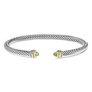 David Yurman Cable Classic Bracelet with Peridot and 18K Yellow Gold- 3755229