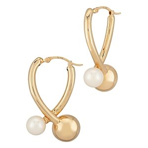 Bloomingdale's Cultured Freshwater Pearl Wishbone Hoop Earrings in 14K Yellow Gold - 100% Exclusive- 3756878