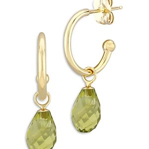 Bloomingdale's Peridot Briolette Dangle Mini Hoop Earrings in 14K Yellow Gold - 100% Exclusive- 3753329