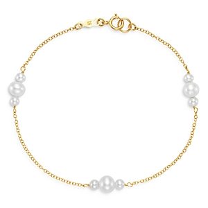 Bloomingdale's Cultured Freshwater Pearl Station Bracelet in 14K Yellow Gold - 100% Exclusive- 3773579
