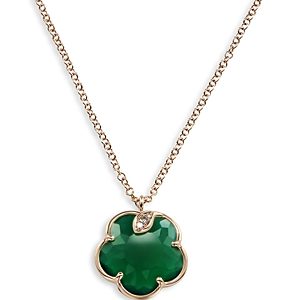 Pasquale Bruni 18K Rose Gold Petit Joli Green Agate and Diamond Pendant Necklace, 16.75- 3796884