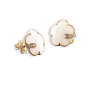 Pasquale Bruni 18K Rose Gold Petit Joli White Agate & Diamond Stud Earrings- 3796878