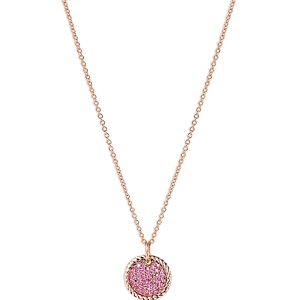 David Yurman Pave Plate Necklace in 18K Rose Gold with Pave Pink Sapphires- 3733440