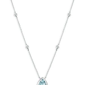 Bloomingdale's Aquamarine and Diamond Pear-Shaped Pendant Necklace in 14K White Gold, 16 - 100% Exclusive- 3822378