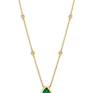Bloomingdale's Emerald and Diamond Pear-Shaped Pendant Necklace in 14K Yellow Gold, 16 - 100% Exclusive- 3822122